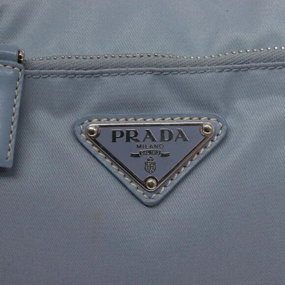PRADA Tote Bag Nylon Light Blue Silver Auth - Picture 7 of 16